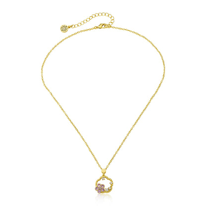 Crystal Pink Flower Necklace