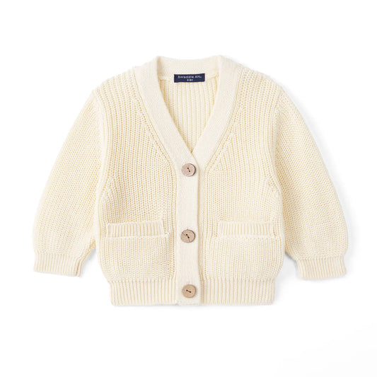 Classic Cardigan with Pockets in Cream