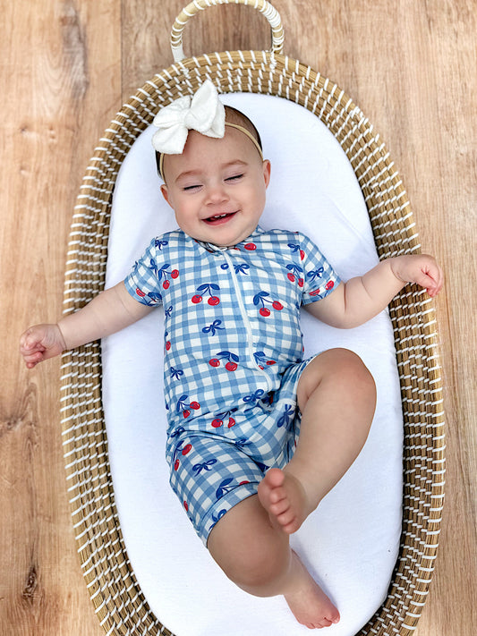 Organic Bamboo Zippy Pajamas — Perfect Peony Vintage Floral | Baby Sleepwear