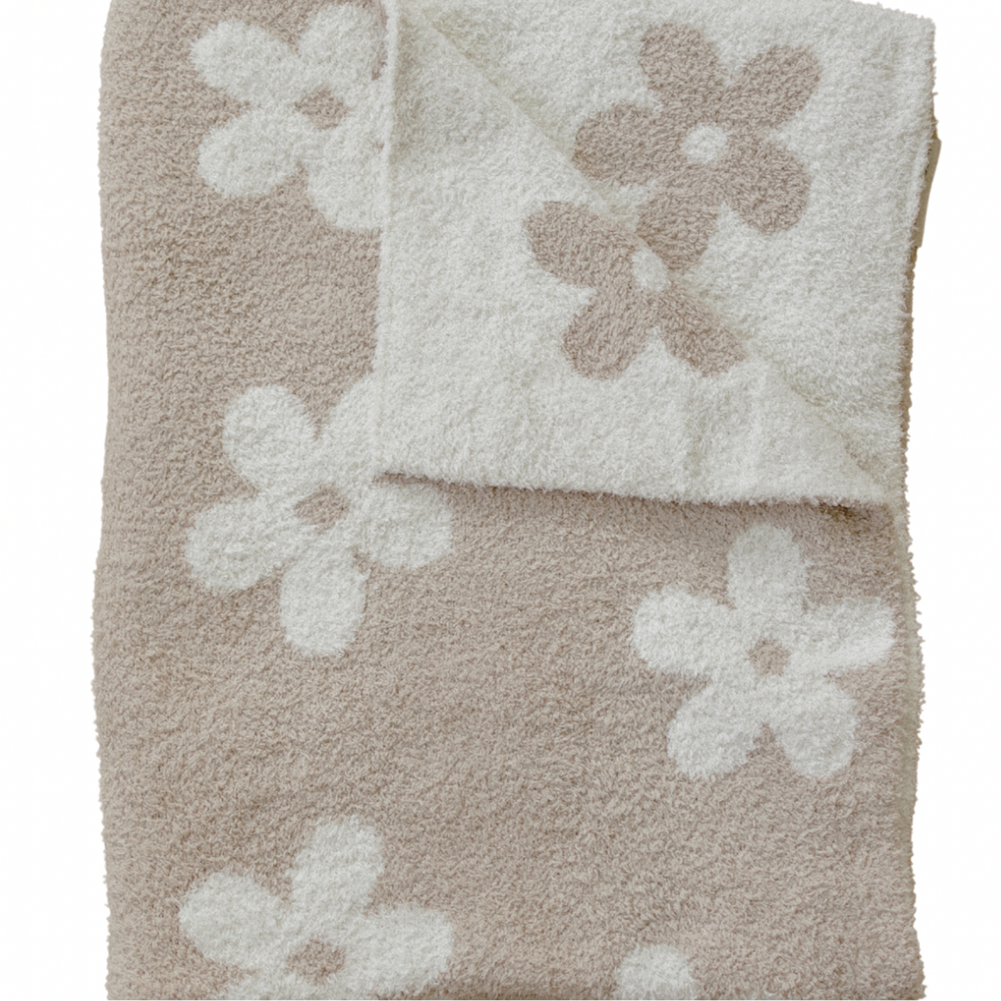 Taupe Daisy Plush Blanket