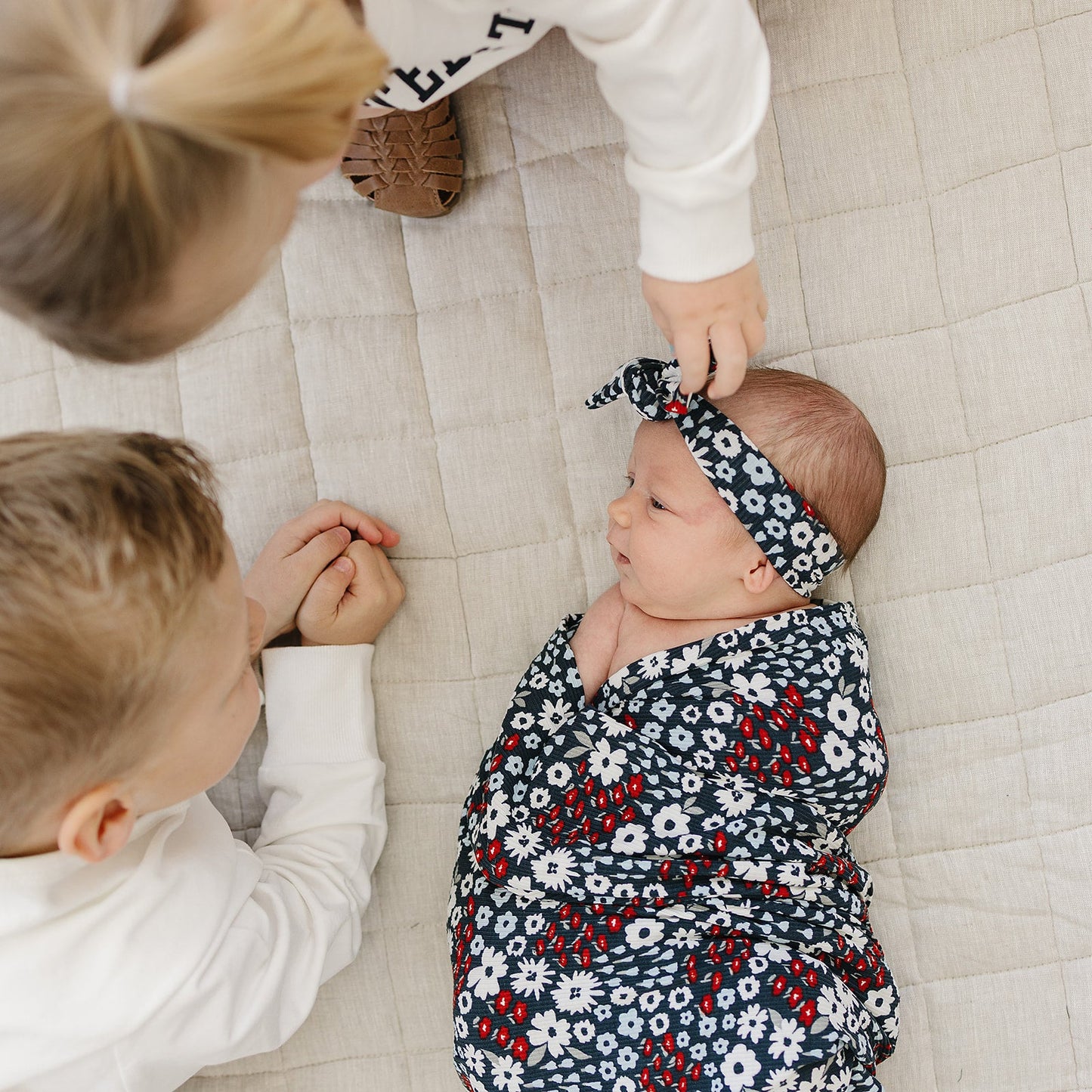 Americana Floral Ribbed Bamboo Stretch Swaddle