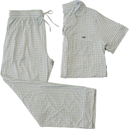 Women's Light Blue Gingham Lounge Set
