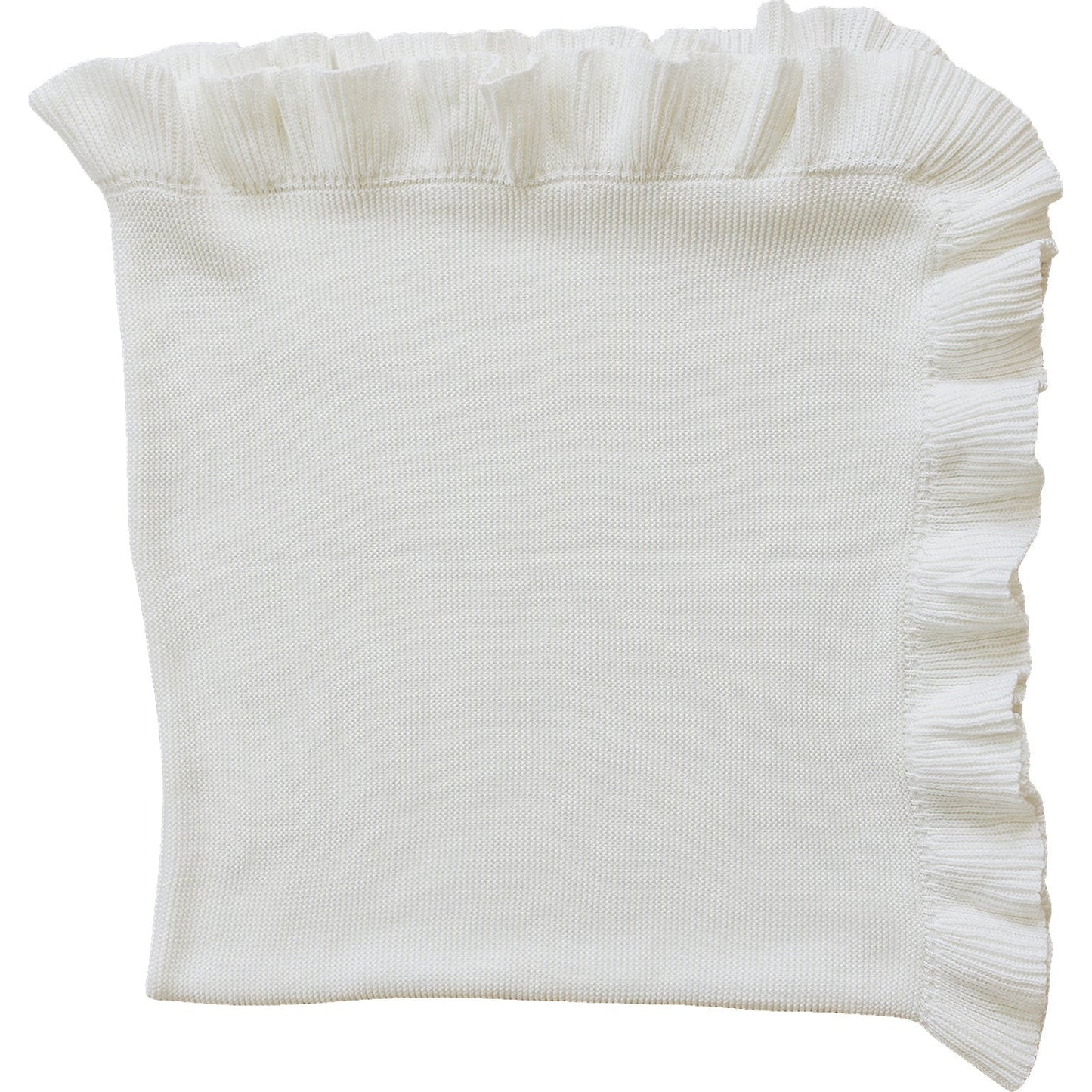 White Ruffle Knit Blanket