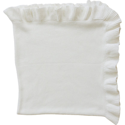 White Ruffle Knit Blanket