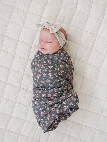 Olive Bloom Muslin Swaddle Blanket