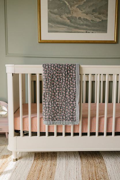 Olive Bloom + Green Stripes Muslin Quilt