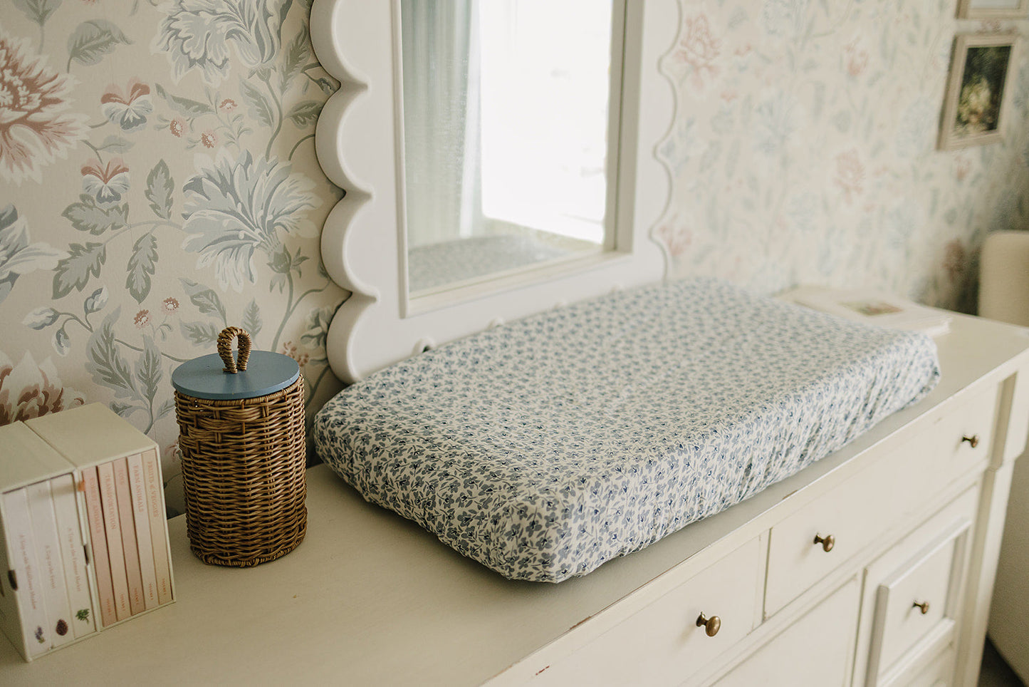 Blue Blossom Muslin Changing Pad Cover
