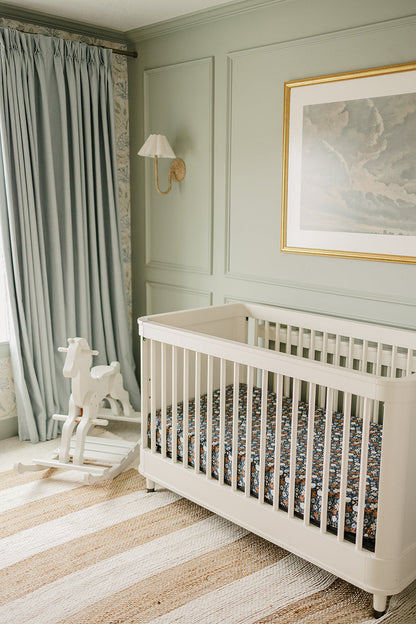 Midnight Floral Muslin Crib Sheet