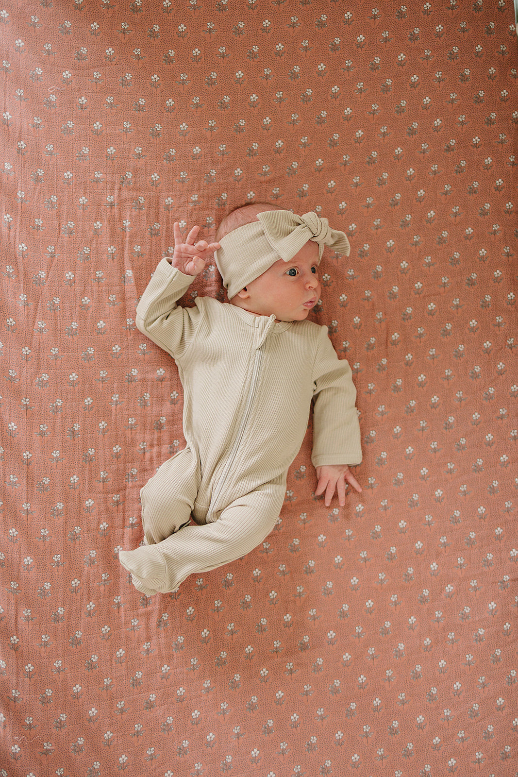 Vintage Pink Floral Muslin Crib Sheet