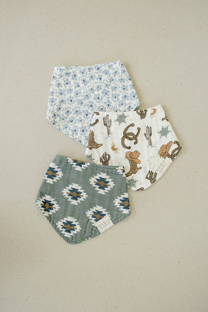 Blue Blossom Muslin Bib