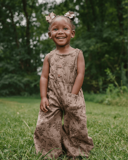 Wren Button Front Jumpsuit - Sepia Garden